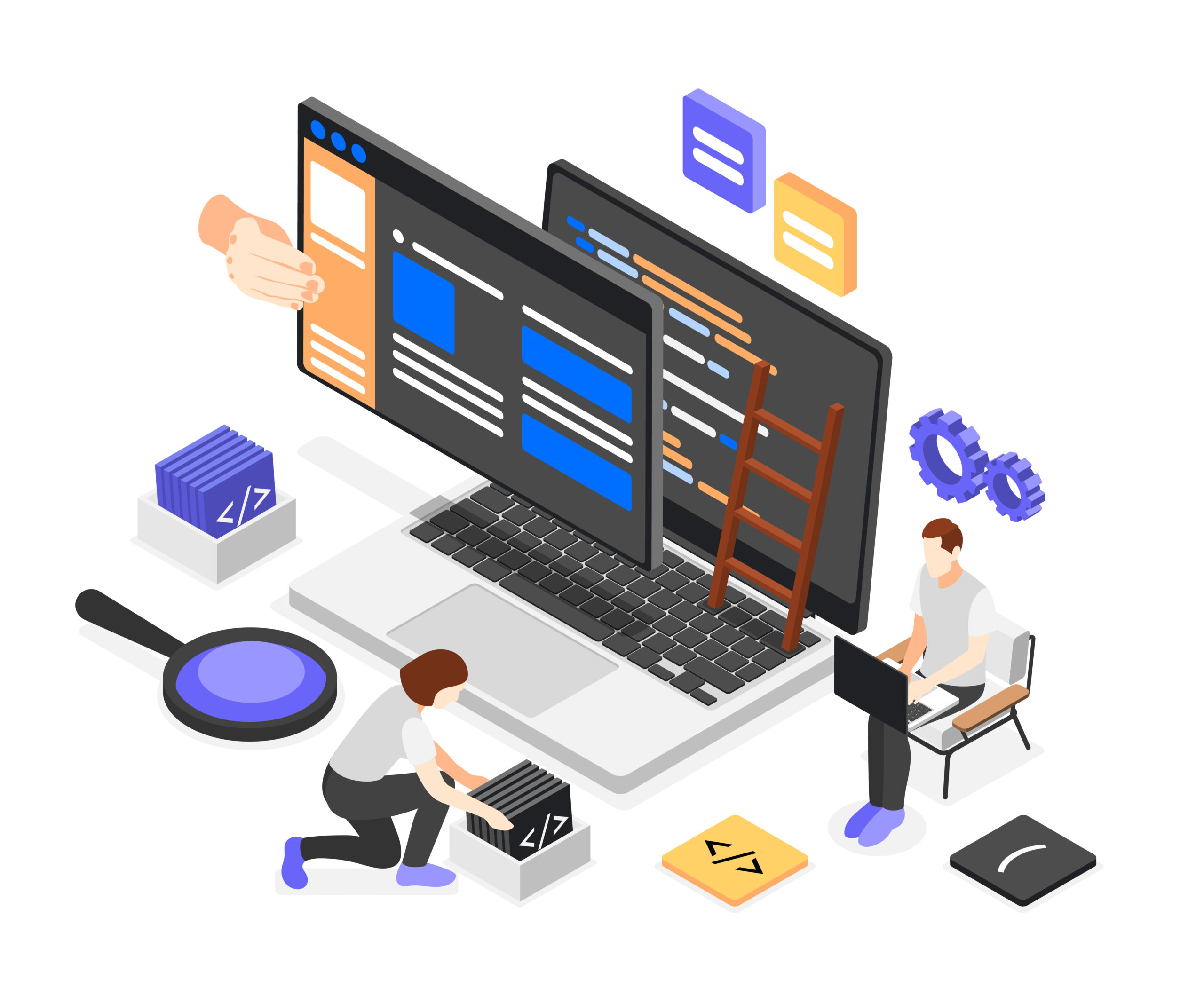 UI And UX Designers Isometric Composition